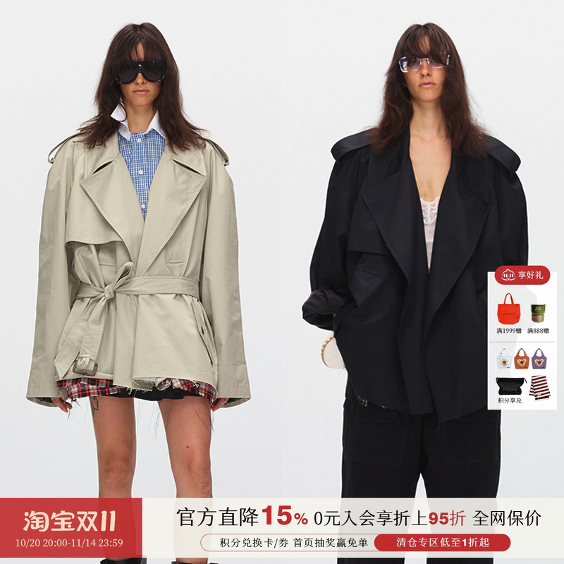 毛边设计宽松版型风衣外套