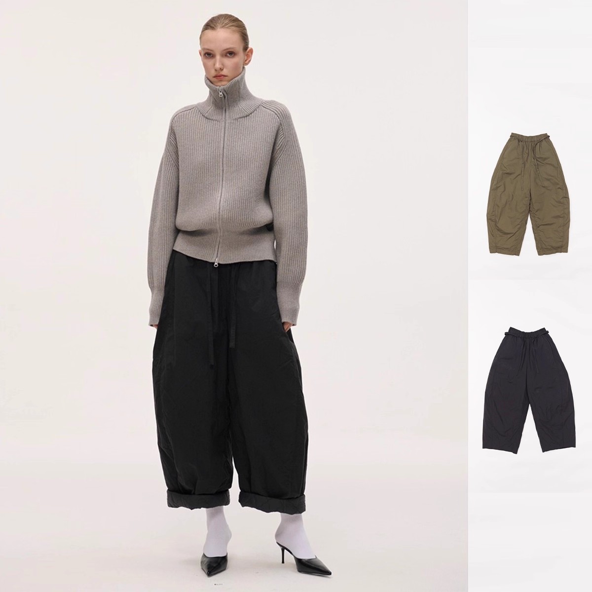 设计师品牌系带弯刀裤