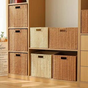 格子柜配套收纳筐家用收纳整理筐子仿藤编织筐书籍杂物衣物筐