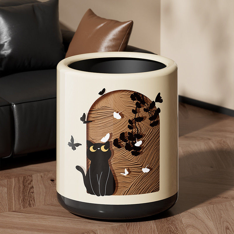 垃圾桶带盖防猫垃圾桶家用客厅厨房卧室办公室轻奢书房收纳桶