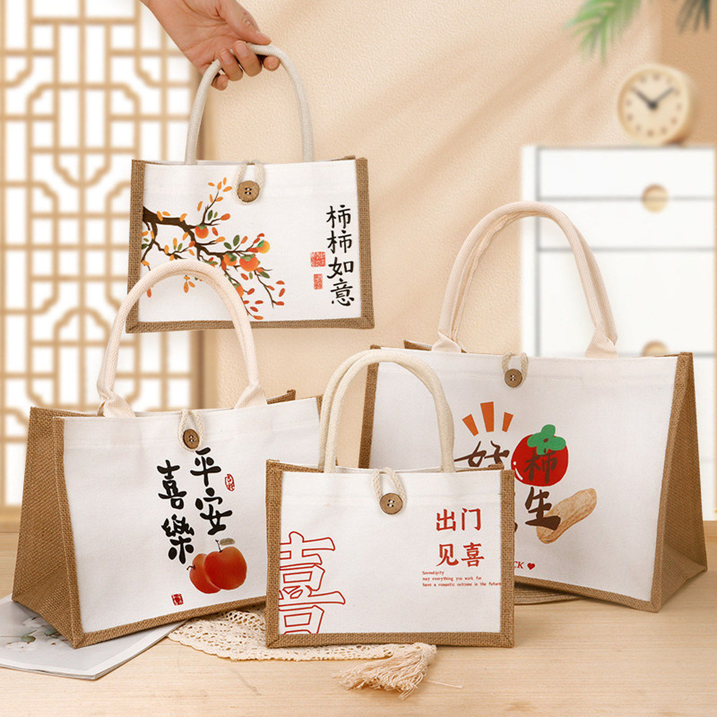 帆布小手提袋时尚外出学生便当袋环保礼品袋麻布袋帆布袋饭盒包包