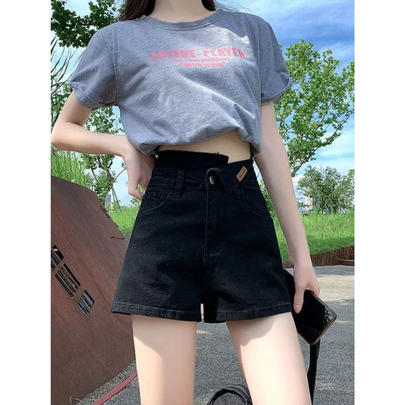 2024新款黑色高腰牛仔短裤女夏季薄款小个子宽松显瘦辣妹a字热裤,女装/女士精品,牛仔裤,淘宝优惠券,粉丝福利购,淘宝优惠卷