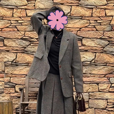 灰色夹棉西装外套上衣高级感气质