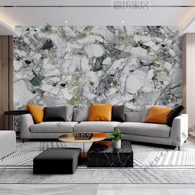 大理纹石墙画竹木纤维集成护墙板