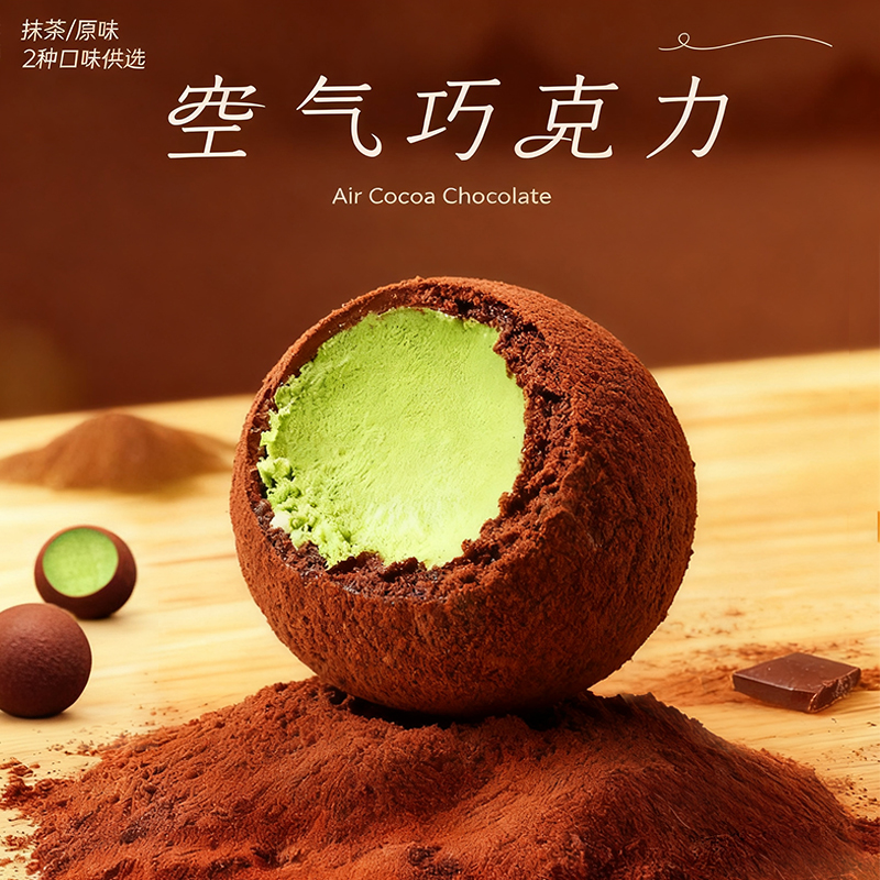 空气巧克力抹茶原味纯可可脂动物奶油下午茶礼盒包装冷冻品茶甜点