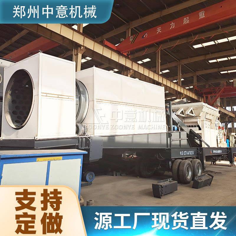 装修垃圾分选处理设备轮胎式装修垃圾再生利用设备移动滚筒筛