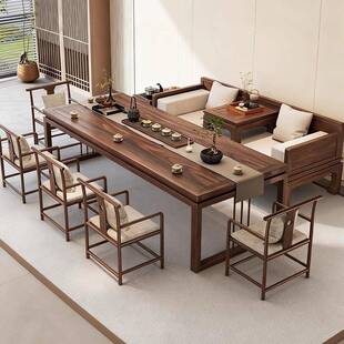 胡桃实木茶桌原木罗汉床茶桌椅组合家用办公禅意茶几泡茶桌