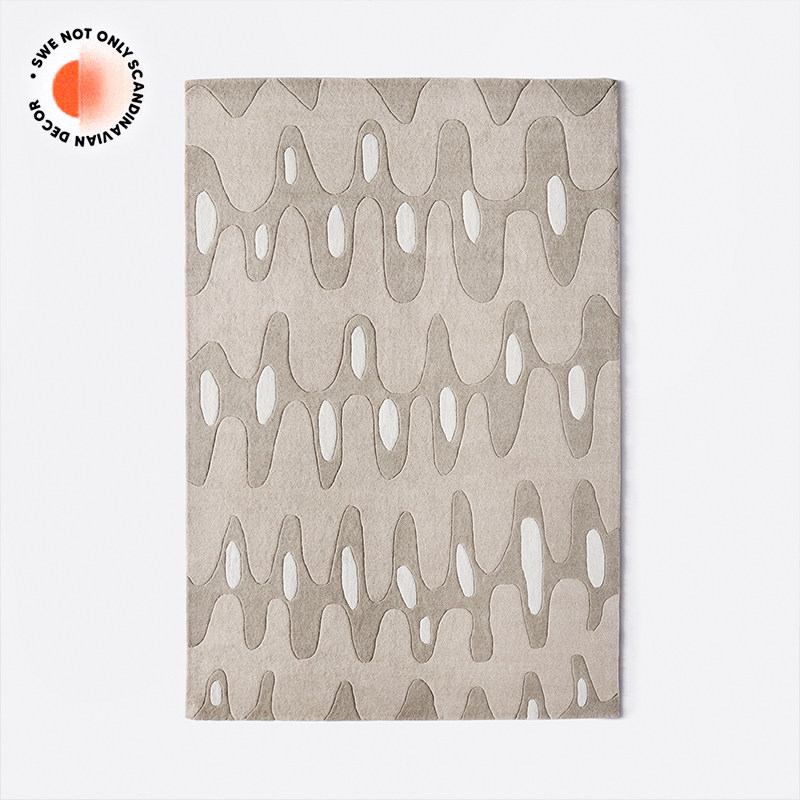 西班牙Dusty Deco Wavy Rug 100%纯羊毛地毯手工编织波浪图案客厅