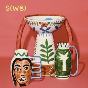 比利时Serax Santiago de Borja Vase花瓶纯手工陶瓷双面有机感