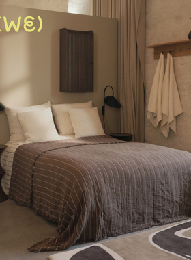 丹麦Fermliving Aires Bedspread床尾毯有机棉床罩沙发毯条纹线条