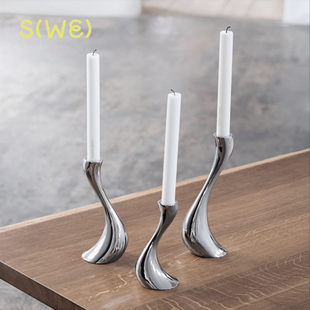 Cobra 乔治杰生 银色烛台北欧金属复古烛台摆件餐厅 Jensen Georg