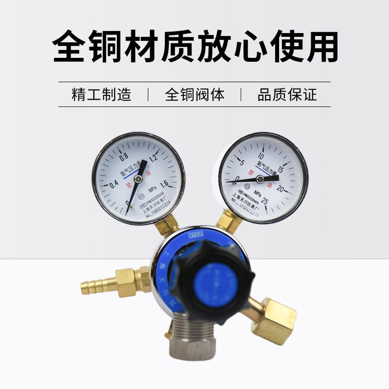 YQY-4氧气减压器1.6*25mpa氧气压力表气体调压阀稳压器上海天川