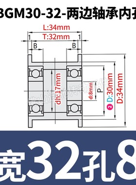 平皮带用惰轮 HBGM镀镍ENG02光轮带轮 调节导向轮宽度 (T)6~32mm
