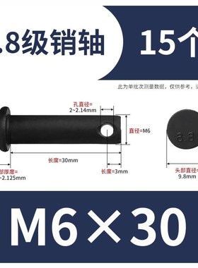 GB882B型销轴圆柱带孔轴销T型平头定位销M6M8M10M12M14M30-M40全