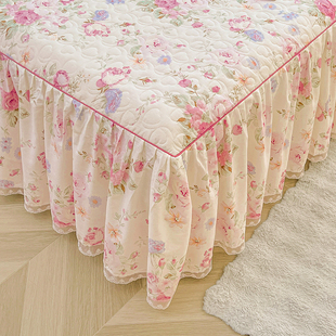 公主风纯棉夹棉床裙单件2025新款 遮丑下摆床套 全棉加厚床罩床裙款