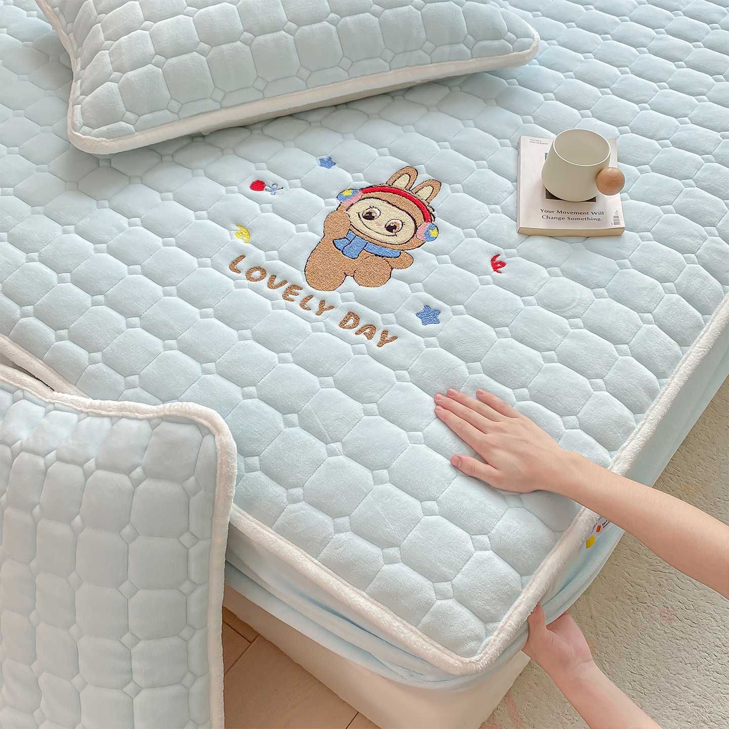 A类牛奶绒加厚床笠罩冬季加绒