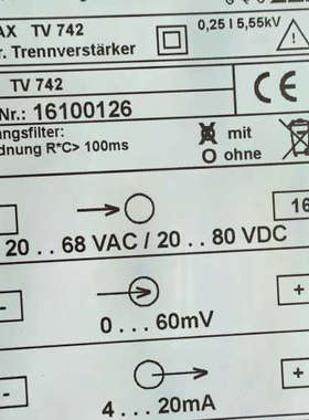 德国GOSSEN-METRAWATT变送器TV742，输入0
