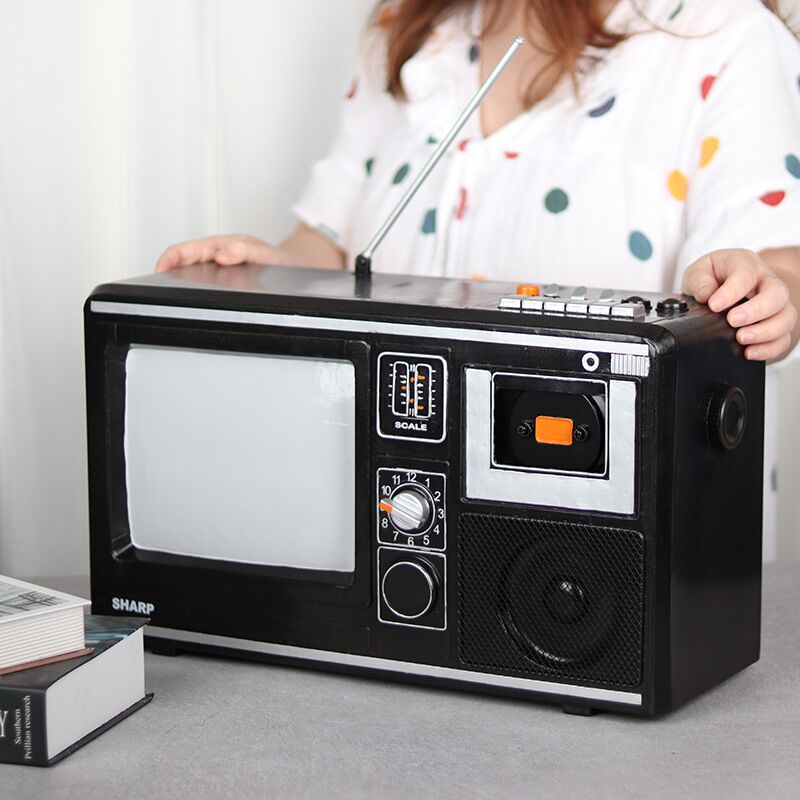 复古怀旧80年代老式电视机收音机模型酒吧咖啡厅橱窗道具装饰摆件