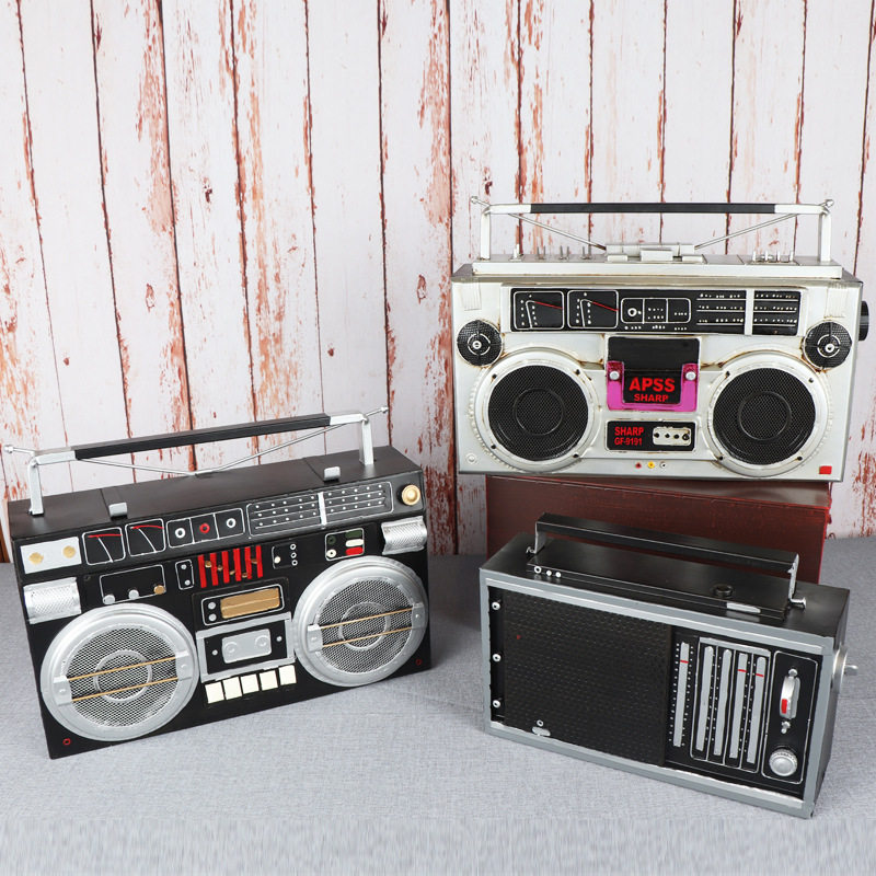 复古磁带录音机模型摆件铁艺酒吧影院装饰摆设道具家居怀旧摆