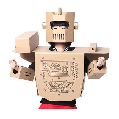 纸盒机器人可穿戴纸箱铠甲卡通人偶服装道具儿童变形金刚纸箱人