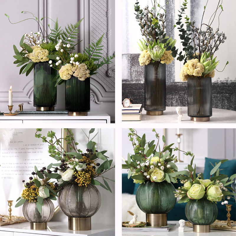 花瓶2025热卖简约现代玻璃花瓶透明插花瓶北欧美式客厅餐桌轻奢家