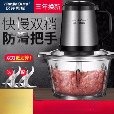 德国汉佳欧斯绞肉机家用电动多功能蒜蓉辣椒酱饺子馅搅拌料理机