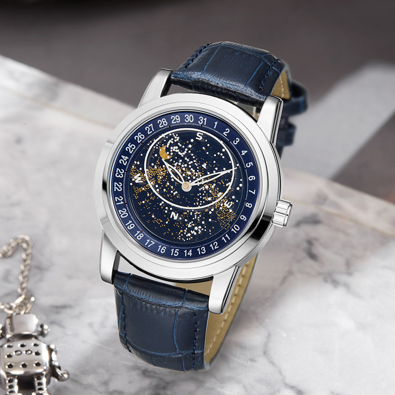 katie ermilio 宇宙星际蓝色星空手商务休闲男士手表男款
