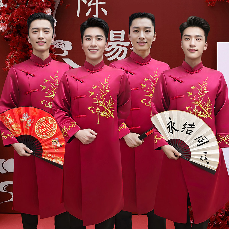 伴郎服中式兄弟装2025新款冬季搞笑中国风唐装结婚礼服男士伴郎团,男装,其他民族服装,淘宝优惠券,粉丝福利购,淘宝优惠卷