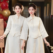 胖mm姐妹团伴娘裙 小个子绝美礼服女香槟色大码 伴娘服中式 2026新款