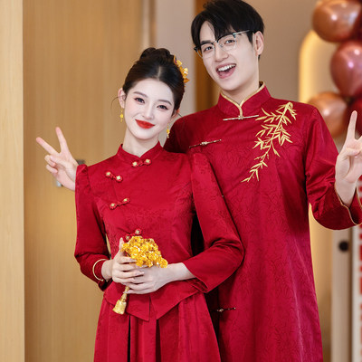 大码中式敬酒服新娘孕妇遮肚结婚