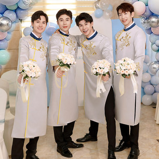 中式伴郎服2025新款兄弟团装搞笑中国风原创相声礼服男士唐装大褂