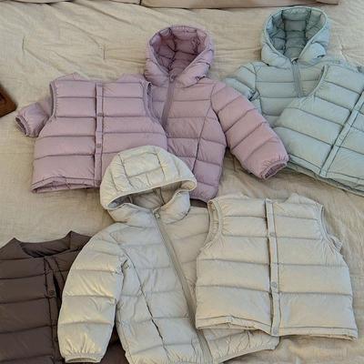 儿童轻薄款羽绒服女童保暖冬季白鸭绒内胆马甲外套连帽高充绒量