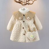 2025秋冬女宝宝洋气保暖外出服冬装 小女孩外出服女童加绒棉服外套
