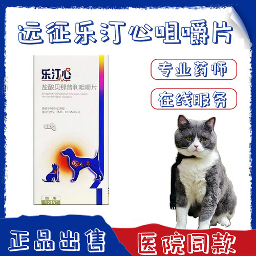 远征乐汀心盐酸贝那普利咀嚼片猫咪狗狗心力衰竭肥厚心肌扩张血管