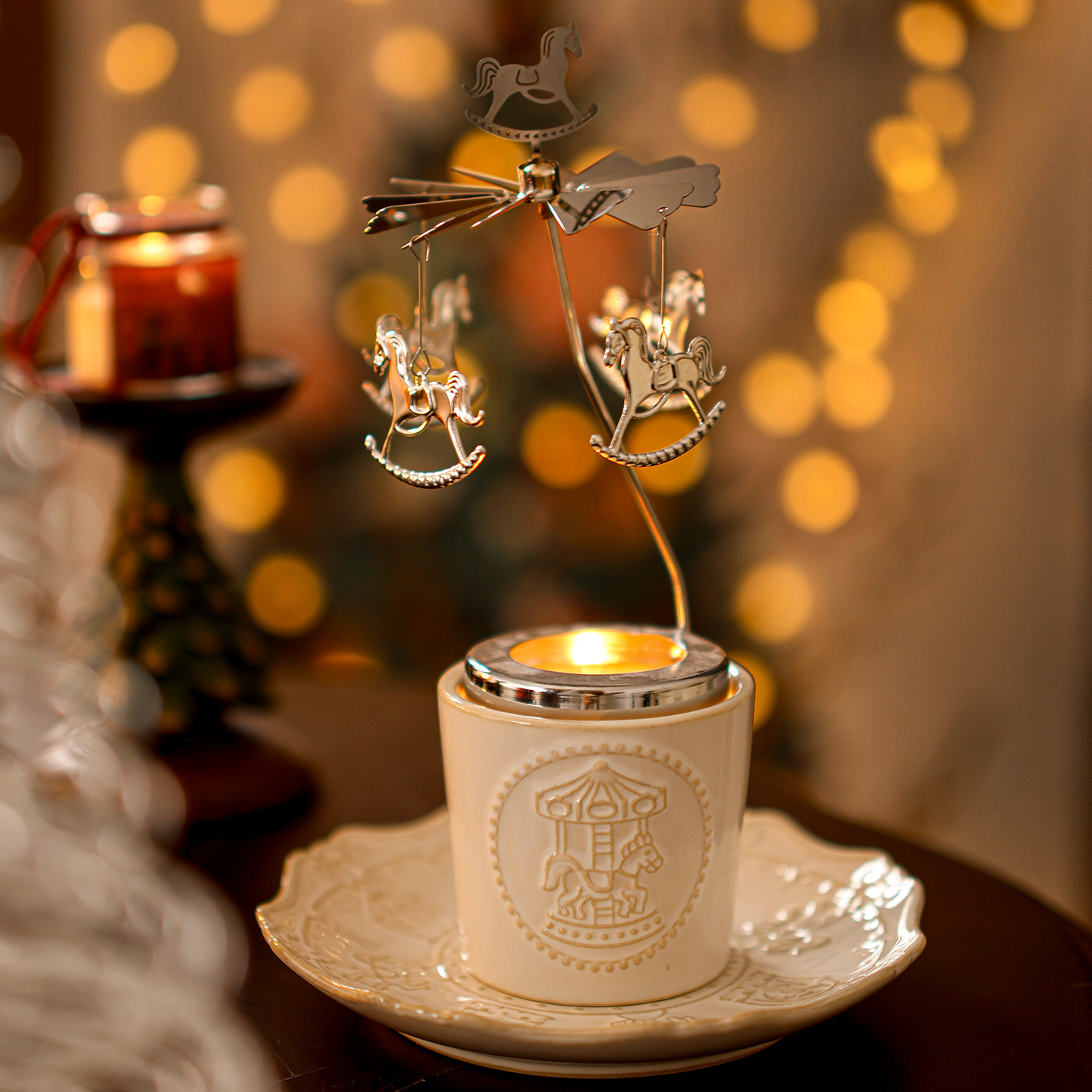 走马灯香薰蜡烛旋转木马烛台