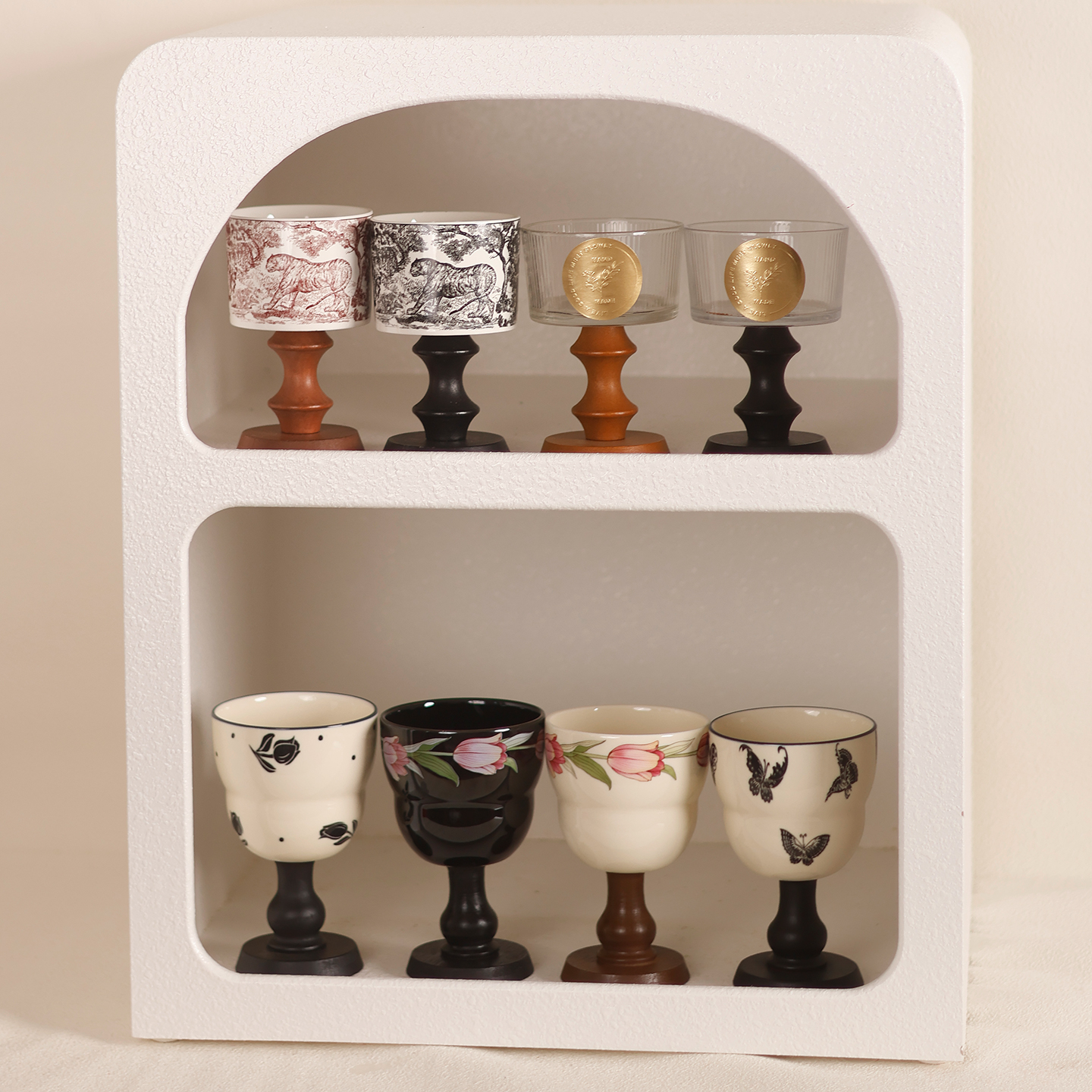 自制香薰蜡烛空瓶diy材料扩香石空杯容器高脚托台样板房摆件烛台