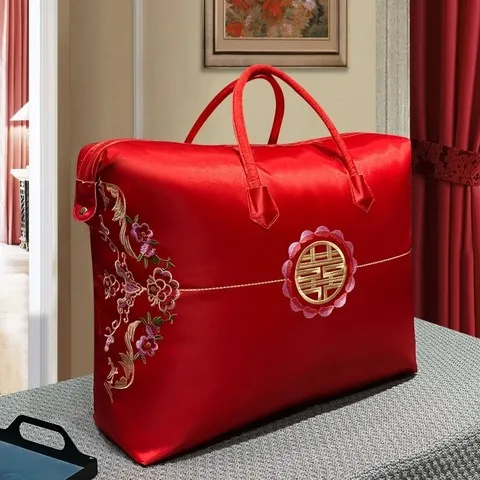 软包收纳袋结婚喜庆棉被蚕丝被包装袋手提陪嫁袋子喜被被子大红色,收纳整理,卫生巾收纳包,淘宝优惠券,粉丝福利购,淘宝优惠卷