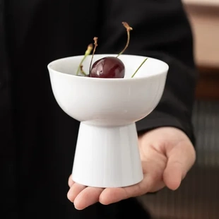 小吃碟糕点盘高足茶道配件干果盘陶瓷迷你茶食日式盅茶点盘小号