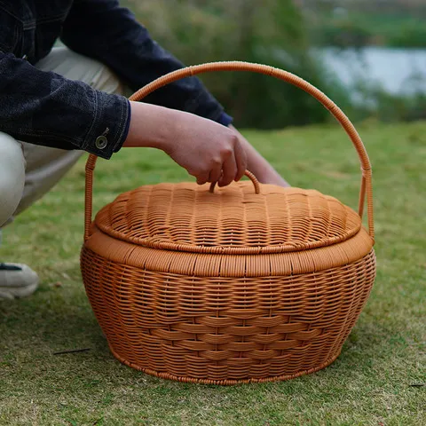 提篮采摘篮手提篮野餐乔迁仿藤编喜事结婚拜拜拜山礼品篮供奉篮子,收纳整理,收纳筐,淘宝优惠券,粉丝福利购,淘宝优惠卷