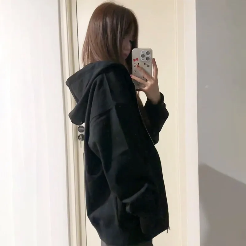 山东即墨卫衣女秋冬宽松2025年新款加厚拉链显瘦女早秋装上衣外套