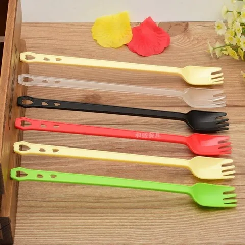 单独烧仙草水果茶叉奶茶店食品级勺子一次性包装长柄叉勺奶茶,餐饮具,一次性勺子/叉子,淘宝优惠券,粉丝福利购,淘宝优惠卷