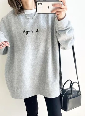 棉风休闲春季isn圆领韩版卫衣显瘦套头清新上衣潮牌现货字母灰色