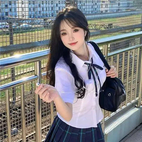 校供衬衫学院风女衬衣制服jk短袖新品显瘦日系夏季感小岛收腰原创