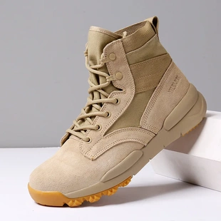 2025作战训靴超轻牛皮户外靴登山鞋男耐磨防穿刺沙漠靴运动爬山鞋