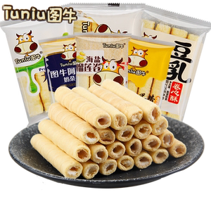 图牛咸蛋黄卷心酥2.5kg整箱芝士味夹心蛋卷零食小包装办公室临期