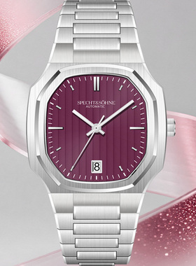 高端复古奢华男士手表进口机械机芯不锈钢防水霓虹紫色酒桶型手表