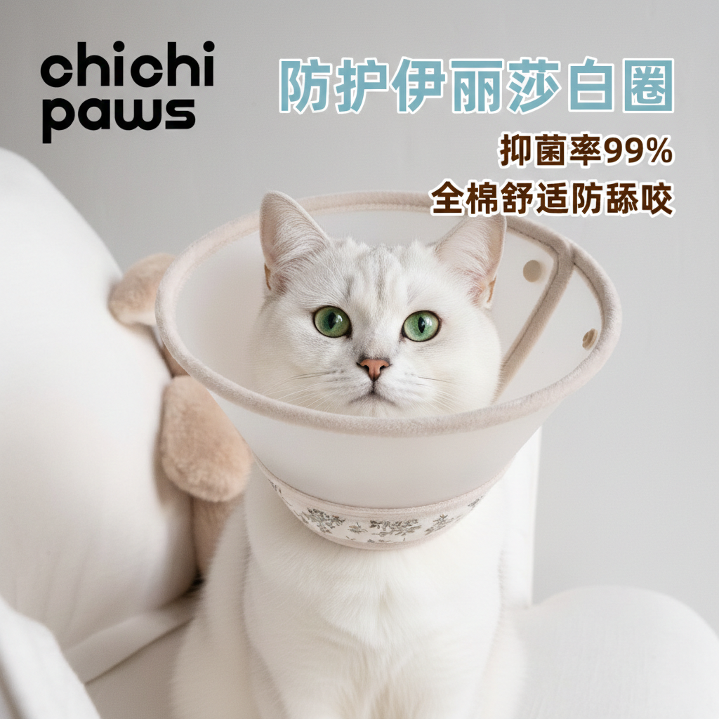 chichipaws宠物伊丽莎白圈猫咪术后防护舔咬伤口狗头套脖圈可调节
