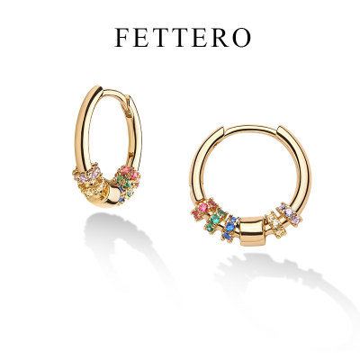 FETTERO原创金色彩虹耳环女