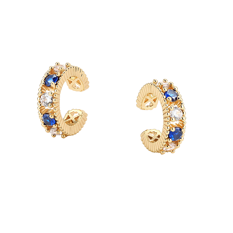 FETTERO原创微镶蓝白钻耳夹女