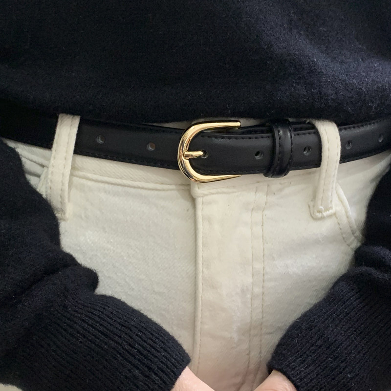 牛仔裤夏季百搭风灰色皮带装饰